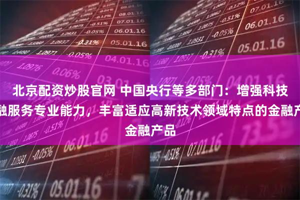 北京配资炒股官网 中国央行等多部门：增强科技金融服务专业能力，丰富适应高新技术领域特点的金融产品