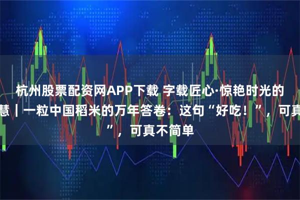 杭州股票配资网APP下载 字载匠心·惊艳时光的中国智慧|一粒中国稻米的万年答卷:这句“好吃!”,可真不简单
